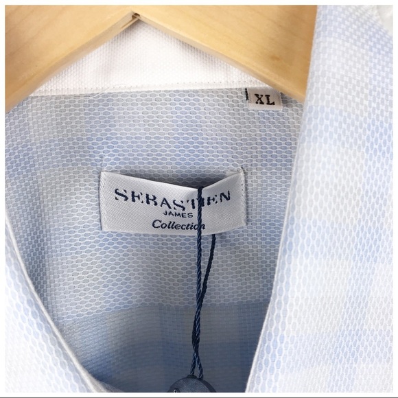 NWT Sebastien James Collection‎ Dress Shirt Blue Size XL - Picture 4 of 9
